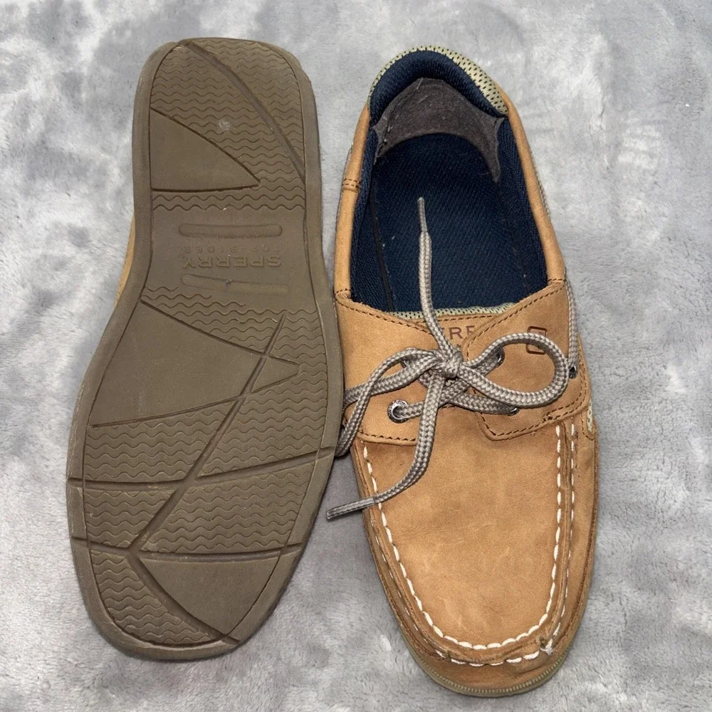 Sperry Top Sider BOYS Boat Shoes Size 5M Light Brown